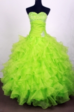 Exclusive Ball Gown Sweetheart Floor-length Lime Green Quinceanera Dress LHJ42711