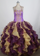 Exquisite Ball Gown Halter Top Floor-length Quinceanera Dress ZQ12426052