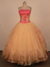 Exquisite Ball Gown Strapless Floor-Length Gold Embroidery Quinceanera Dresses Style FA-S-351