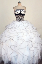 Exquisite Ball Gown Strapless Floor-Length White Appliques Quinceanera Dresses Style FA-S-294