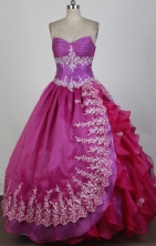 Exquisite Ball Gown Strapless Floor-length Magenta Quinceanera Dress X0426080