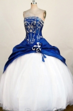 Fashionable Ball Gown Strapless Floor-Length Blue Beading and Appliques Quinceanera Dresses Style FA-S-306