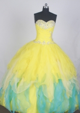 Gorgeous Ball Gown Sweetheart Neck Floor-length Yellow Quinceanera Dress LZ426033