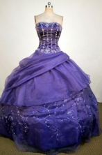 Luxurious Ball Gown Strapless Floor-Length Purple Beading and Appliques Quinceanera Dresses Style FA-S-248