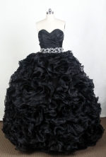 Luxurious Ball Gown Sweetheart Floor-length Black Quinceanera Dress Y042641