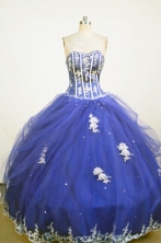 Luxurious Ball Gown Sweetheart Neck Floor-Lengtrh Blue Appliques Quinceanera Dresses Style FA-S-187