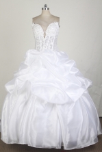 Luxuriously Ball Gown Strapless Floor-length White Quinceanera Dress X0426087