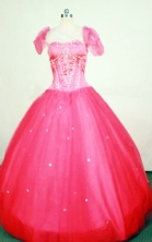 Modest Ball Gown Strapless Floor-length Red Beading Quinceanera dress Style FA-L-413