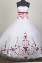 Modest Ball Gown Strapless Floor-length White Quinceanera Dress LZ426069