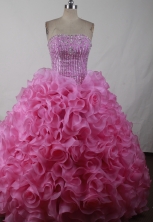 Perfect Ball Gown Strapless Floor-length Pink Quinceanera Dress Style LJ2604