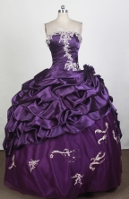 Popular Ball Gown Strapless Floor-length Eggplant Purple Quinceanera Dress LHJ42704
