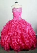 Popular Ball Gown Sweetheart Floor-length Hot Pink Quinceanera Dress Y042665