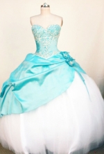 Popular Ball Gown Sweetheart Neck Floor-Length Light Blue Beading Quinceanera Dresses Style FA-S-217