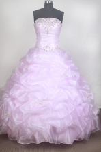 Romantic Ball Gown Strapless Floor-length Baby Pink Quinceanera Dress LZ426062 
