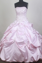 Romantic Ball Gown Strapless Floor-length Baby Pink Quinceanera Dress LZ426067