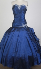 Romantic Ball Gown Strapless Floor-length Navy Blue Quinceanera Dress X0426042