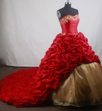 Romantic Ball Gown Strapless Floor-length Red Quinceanera Dress LZ426066