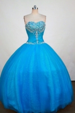 Romantic Ball Gown Sweetheart Neck Floor-Lengtrh Blue Beading and Appliques Quinceanera Dresses Style FA-S-199