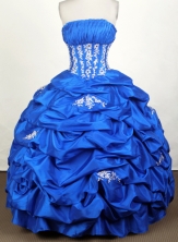 Simple Ball Gown Strapless Floor-length Blue Quinceanera Dress Y0426019
