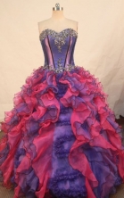 Wonderful ball gown sweetheart-neck floor-length organza appliques quinceanera dresses FA-X-157