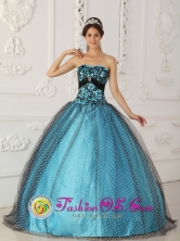 2013 Customer Made Elegant Black and Blue Beading and Appliques Quinceanera Gowns With Taffeta and Tulle In Mbuyapey Paraguay Style QDZY238FOR  