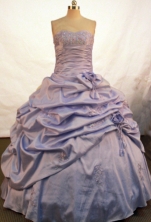 Affordable Ball Gown Sweetheart Floor-length Lilac Taffeta Beading Quinceanera Dress Style FA-L-116