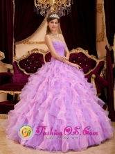Beading Inexpensive Ruffles Wholesale Lavender For  2013 Spring Ball Gown Quinceanera Dress In Capiibary Paraguay Style QDZY160FOR 