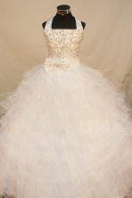 Beautiful Ball gown Halter top Floor-length organza White Quinceanera Dresses  Beading Style FA-Y-0030