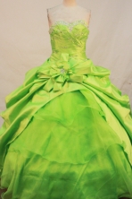 Beautiful Ball gown Sweetheart Floor-length Organza Green Quinceanera Dresses Beading Style FA-Y-0068