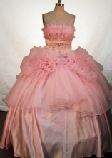 Brand New Ball Gown Strapless Floor-length Baby Pink Taffeta Beading Quinceanera Dress Style FA-L-121