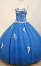 Discount Ball gown Sweetheart Neck Floor-Length Tulle Blue Quinceanera Dresses Style FA-Y-119
