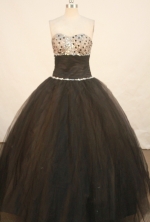 Elegant Ball Gown Strapless Floor-length Black Organza Beading Quinceanera Dress Style FA-L-133