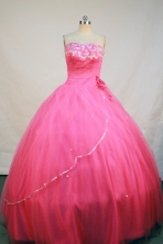 Elegant Ball Gown Strapless Floor-length Rose Pink Taffeta Beading Quinceanera Dress Style FA-L-200