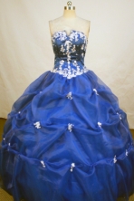 Elegant Ball Gown Strapless Floor-length Royal Blue Organza Quinceanera Dress Style FA-L-172