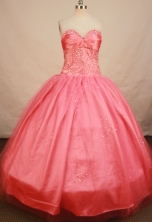 Elegant Ball Gown Sweetheart Floor-length Satin Waltermelon Beading Quinceanera Dress Style FA-L-148
