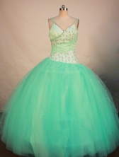 Exclusive Ball Gown Strap Floor-length Apple Green Organza Beading Quinceanera Dress Style FA-L-186