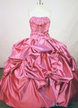 Exclusive Ball Gown Strapless Floor-length Red Taffeta Beading Quinceanera Dress Style FA-L-155
