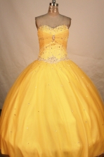 Exclusive Ball Gown Sweetheart Floor-length Gold Beading Quinceanera Dress Style FA-L-190