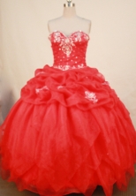 Exclusive Ball Gown Sweetheart Floor-length Red Organza Embroidery Quinceanera Dress Style FA-L-142