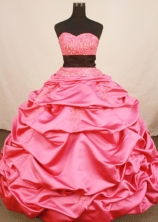 Exclusive Ball Gown Sweetheart Floor-length Rose Pink Taffeta Beading Quinceanera Dress Style FA-L-158