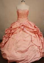 Exclusive Ball Gown Sweetheart Floor-length Waltermelon Taffeta Beading Quinceanera Dress Style FA-L-151