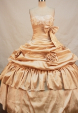 Exquisite Ball gown Strapless Floor-Length Taffeta Champagne Quinceanera Dresses Style FA-Y-116