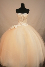 Fashionable Ball Gown Strapless Floor-length Champange Organza Beading Quinceanera Dress Style FA-L-192