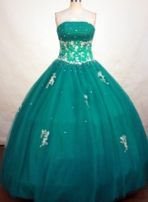 Fashionable Ball Gown Strapless Floor-length Dark Green Appliques Quinceanera Dress Style FA-L-106