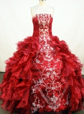 Gorgeous Ball Gown Floor-length Red Organza Embroidery Quinceanera Dress Style FA-L-109
