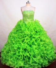 Gorgeous Ball Gown Strapless Floor-length Spring Green Organza Quinceanera Dress Style FA-L-105