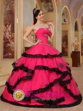 Gorgeous Coral Red Appliques Decorate Quinceanera Dress For Spring Sweet 16 In Humaita Paraguay Style QDZY391FOR    