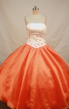 Inexpensive Ball gown Strapless Floor-Length Organza Orange red Quinceanera Dresses Style FA-Y-118