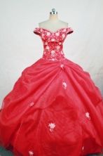 Luxurious Ball Gown Off The Shoulder Neck Floor Length Red Quinceanera Dresses Style FA-W-308