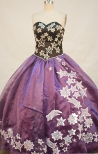 Perfect Ball gown Sweetheart Floor-length Taffeta Purple Quinceanera Dresses Appliques Style FA-Y-0049
